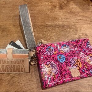 Consuelo Molly Pink Floral Wristlet and Card Holder Set